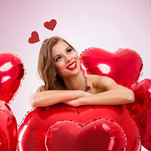 WLBON Valentine's Day Heart Headband and Red Heart Sunglasses Set