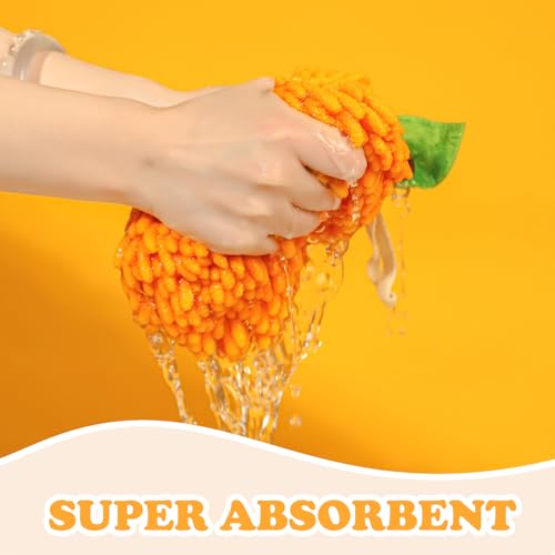 Tyrafry Chenille Hand Towel - Soft Absorbent Hanging Towel, Persimmon 7x7"