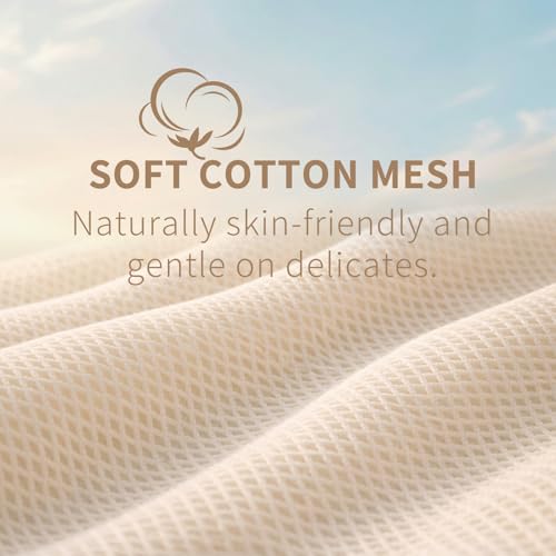 Muchfun Soft Cotton Mesh Laundry Bags for Delicates - 3 Sizes Included