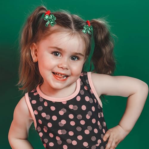 HIFANMM Green Sequin Shamrock Hair Clips 2pcs St. Patrick's Day Hair Barrettes