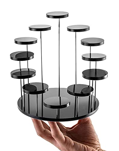 QWORK 12-Tier Round Acrylic Display Riser Stand - Black Jewelry Organizer