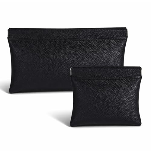 Snuviax 2-Pack PU Leather Mini Cosmetic & Coin Pouch with Snap Closure