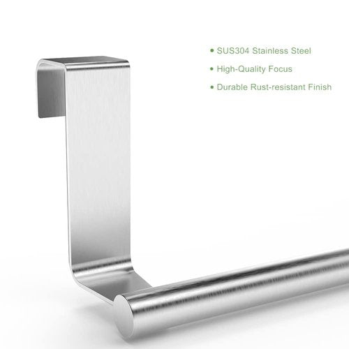 9" Over The Cabinet Towel Bar Holders, Handing Towel and Washcloth Rack for Bathroom and Kitchen, Stainless Steel, 2 Pack (Sliver)