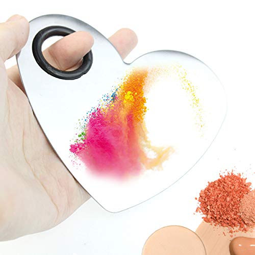 obmwang Stainless Steel Heart Shaped Makeup Palette and Spatula Set
