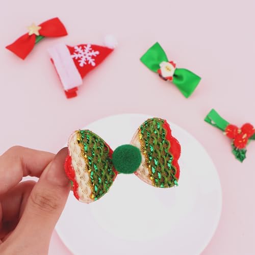 GAFATORY 5 Pcs Christmas Hair Bows Clips Red and Green Hairpins