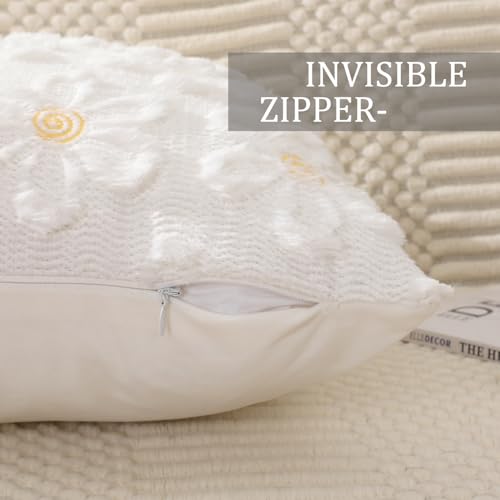 Daisy Spring Pillow Covers 18x18 inch Set of 2 - Soft Plush Polyester