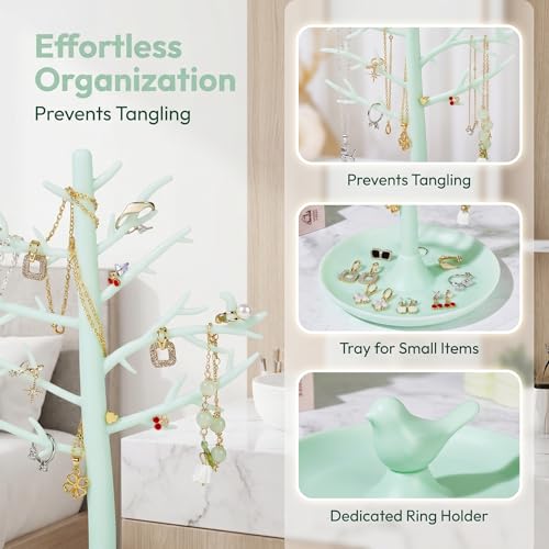 Silicone Jewelry Tree Organizer Stand – Necklace, Earring & Ring Display for Vanity
