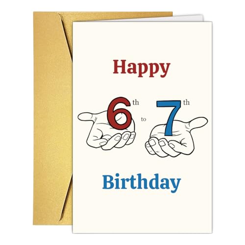 Funny 7th Birthday Card for Kids - Cute Hand-Illustrated Design