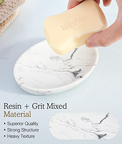Luxspire Oval Soap Dish Holder - Gravel White, 1 Pack