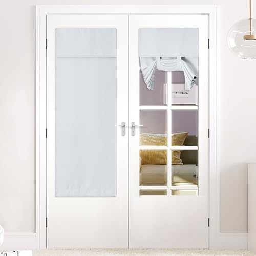 NICETOWN Thermal Insulated Greyish White Curtain for French Doors, 26x64 inch
