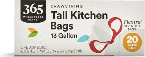 365 by Whole Foods Market Flextra Tall Kitchen Trash Bags, 13 Gallon, 20 Count