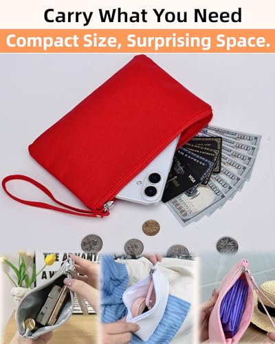 2 Pack Small Zipper Pouch Wristlet Wallet & Mini Makeup Bag