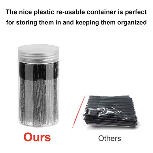 CHEFBEE 100PCS Disposable Eyelash Spoolies & Mascara Wands with Container