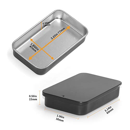 Gere 6-Pack Black Metal Slide-Top Tin Boxes for Small Storage