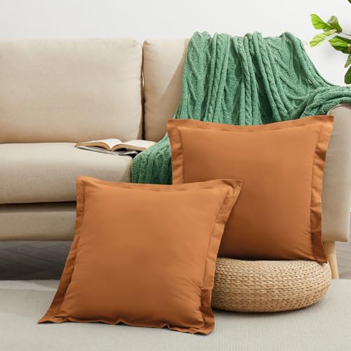 Pumpkin Microfiber Throw Pillow Covers - Set of 2, 18x18 Inches