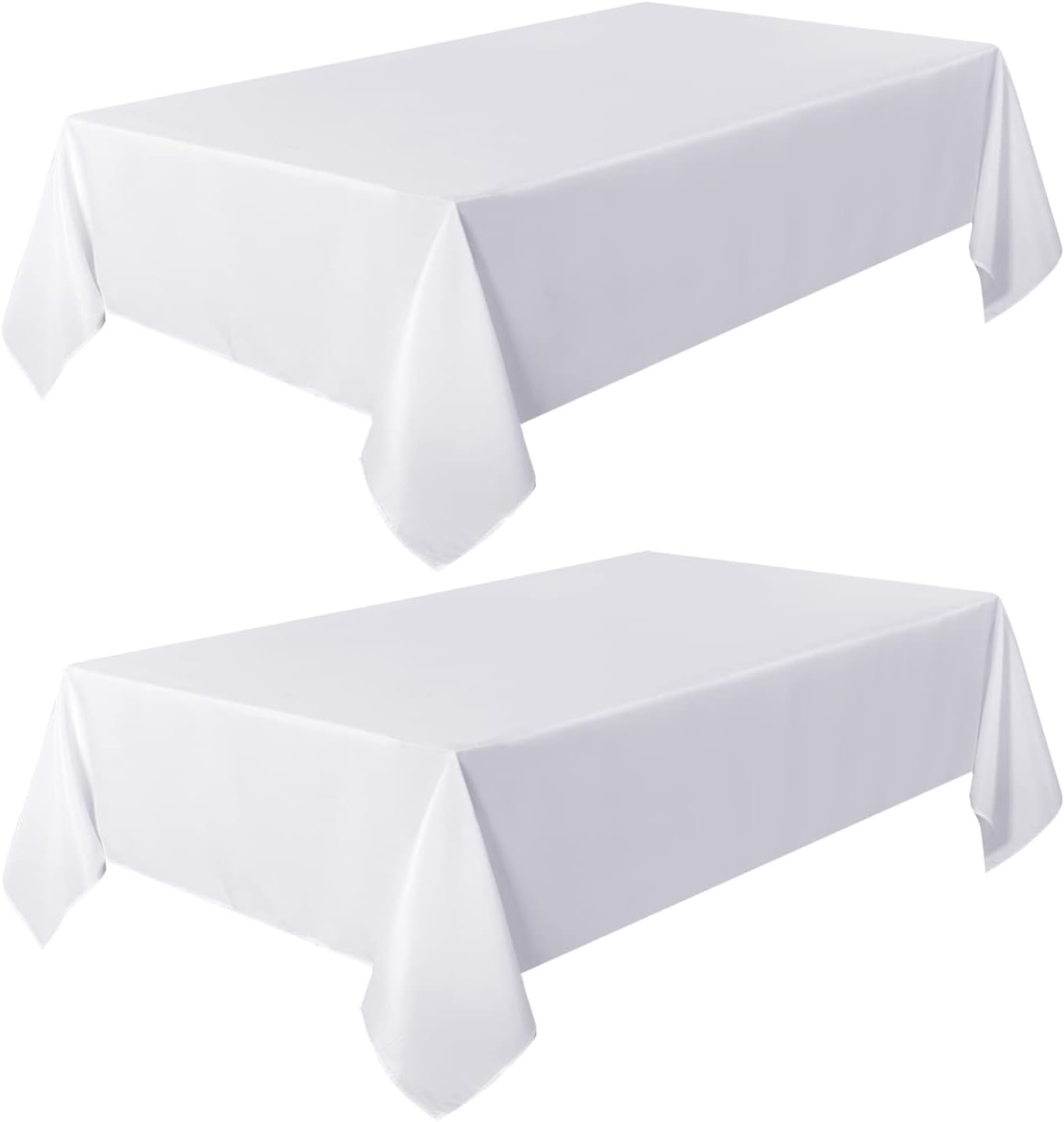 Sancua 2 Pack White Tablecloths - Stain & Wrinkle Resistant 60 x 84 Inch Polyester Covers for Dining & Events