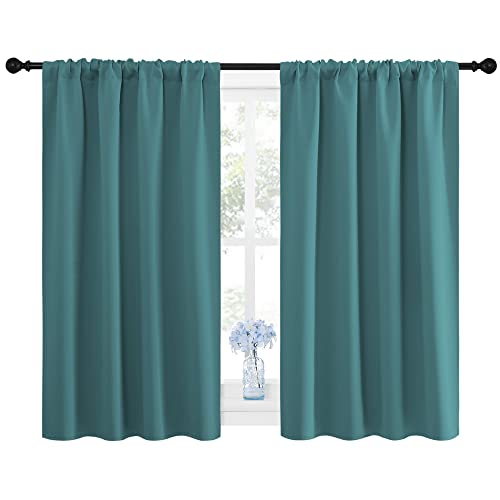 NICETOWN Blackout Curtain Panels Sea Teal 42x45-Inch, Pack of 2, Thermal Insulated Drapes for Living Room