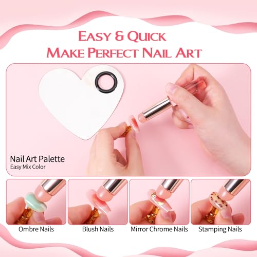 ElevateTech Silicone Ombre Nail Brush 4-Piece Chrome Powder Applicator Set