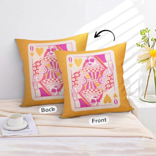 Queen of Hearts Pillow Cover 18x18 Pink & Orange Trendy Preppy Puke-6