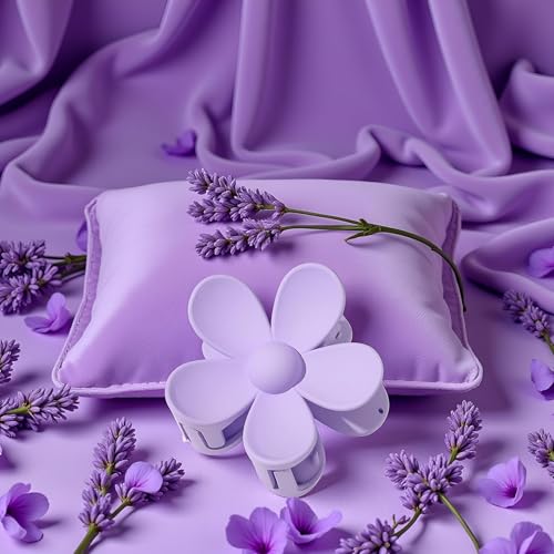 Purple Flower Hair Claw Clip Anti-Scratch Strong Hold Jaw