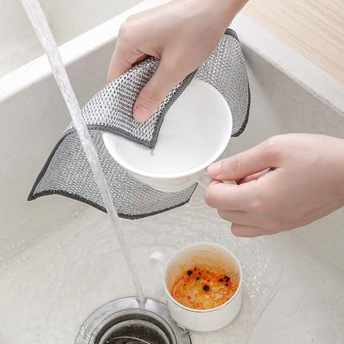 Double-Layer Wire Cleaning Cloths - Non-Scratch Dishcloths (10 Pack)