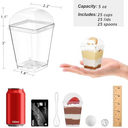 75 Pcs 5 oz Mini Dessert Cups with Dome Lids & Spoons - Perfect for Parties