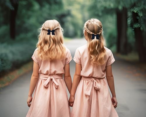 Penta Angel Small Satin Hair Bow Clips, Navy Blue Bowknot Barrettes, 2-Pack