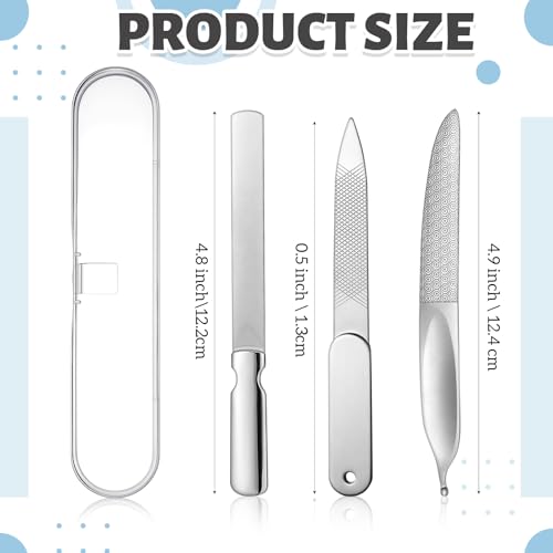 Jingmore 3-Piece Stainless Steel Nail File Set with Case for Thick Nails
