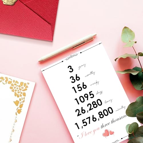 Funny 3 Year Anniversary Card for Couples - 6-Pack
