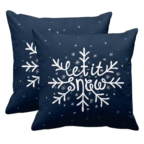 Emvency Christmas Snow Throw Pillow Covers, 20x20 Inch, Set of 2