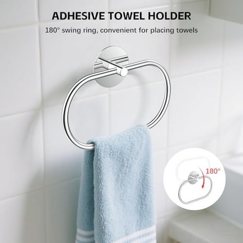 Stainless Steel Hand Towel Holder - Adhesive Wall-Mounted Ring, 2 Packs