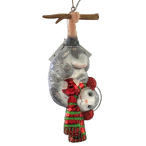 Hanging Christmas Glass Ornament with Possum Design - Noble Gems Collection