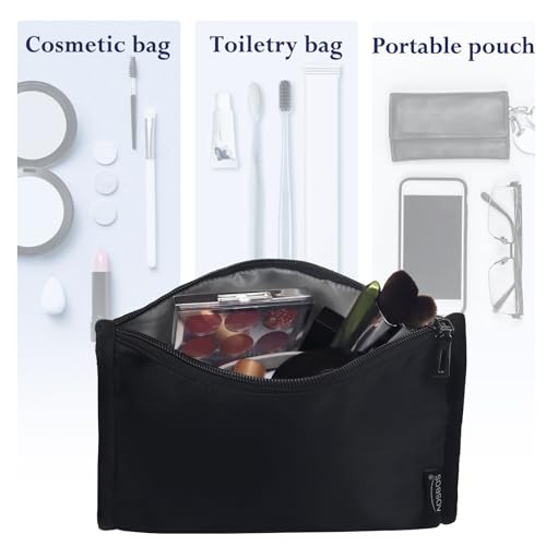 Aosbos Black Travel Makeup Bag Waterproof Cosmetic Organizer Pouch