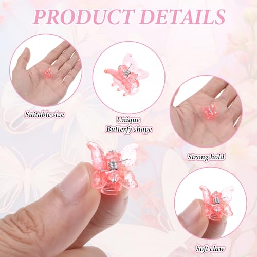 JJUNW 30Pcs Mini Butterfly Hair Clips Glitter Multi-Color Grip