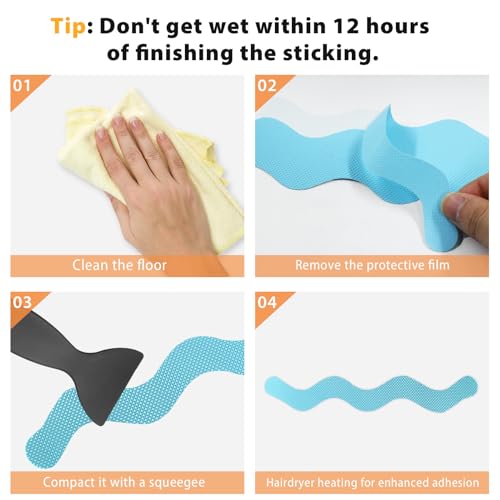 24PCS Black Bathtub Non-Slip Stickers, PEVA Adhesive Shower Strips for Safety