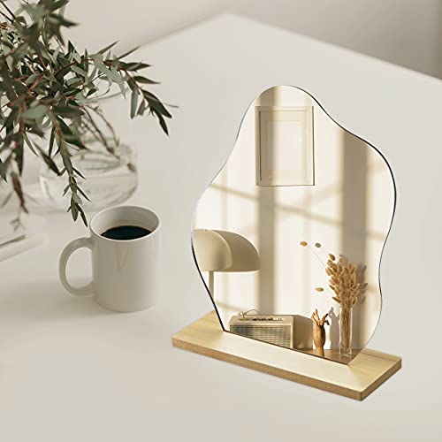 Irregular Cloud Shape Acrylic Vanity Mirror with Stand - Funky Home Decor