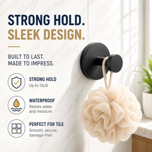 KORCCI Suction Cup Hooks - Waterproof 15LB Capacity, 2 Pack