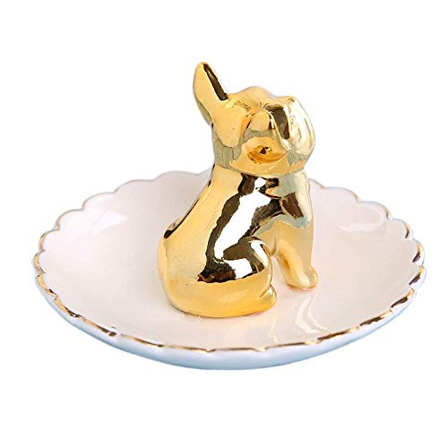 Lependor Bulldog Ceramic Jewelry Tray & Ring Holder - Gold