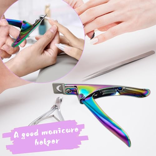 Acrylic Nail Cutter with Magnetic Size Adjuster Rainbow Stainless Steel