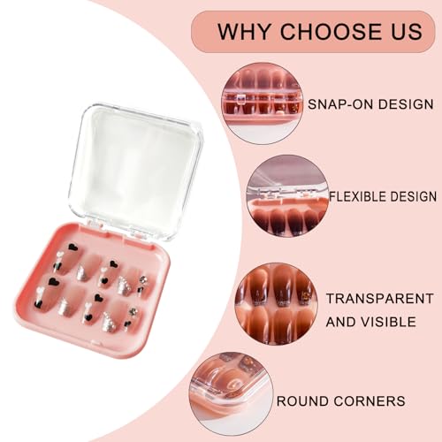 14 Pcs Press On Nail Packaging Boxes - Pink Acrylic Storage Case with Tape