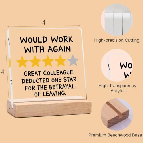 Funny Coworker Leaving Gift Plaque - 'Would Work With Again' 4''