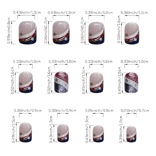 Independence Day Short Square Press on Nails Patriotic False Nails