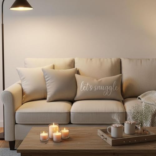 Beige Lumbar Pillow Cover 12x20 Inch - Let’s Snuggle Design