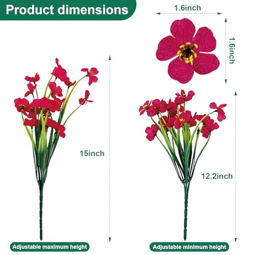 24 Pcs UV Resistant Faux Flowers - Realistic Outdoor Plants