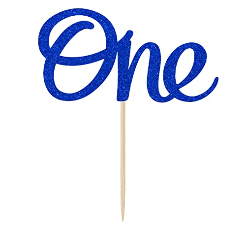 1st Birthday Cake Topper for Boys - Blue Glitter Number One