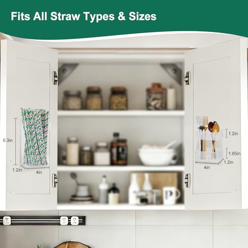 BERBAM Acrylic Straw Holder for Cabinet Doors, 2-Pack Transparent