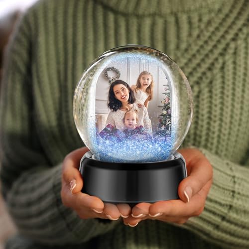 Suzile 12 Pcs Photo Snow Globes Double Sided Clear Plastic Frame - Snowflake Sequin Balls