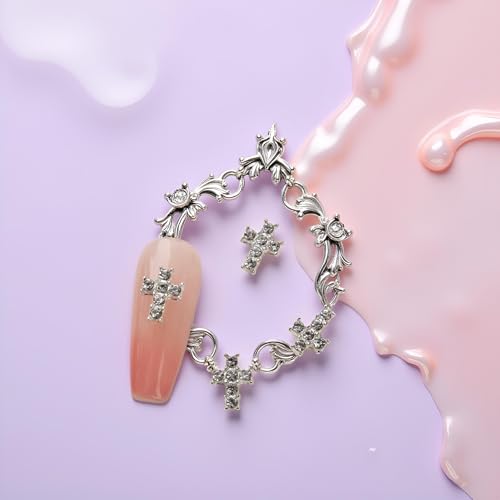 3D Alloy Cross Nail Gems 10-Pack Rhinestone Nail Art Decorations Supplies