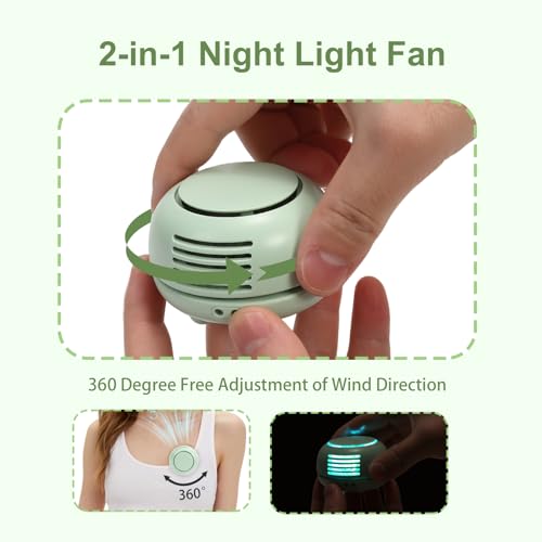 Lumoza Portable Bladeless Clip-On Fan with Night Light, 3-Speed USB Rechargeable