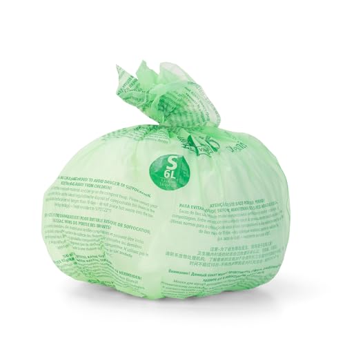 Brabantia Compostable Bin Liners, 1.6 Gallon Trash Bags - 10 Pack